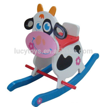 Animaux en bois Cow Baby Kids Rocking Horse Riding on Toy painted